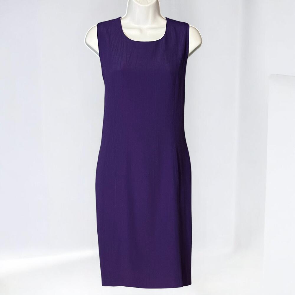 Vintage 80s Kwai Petites Sleeveless Dress Purple Haze Rayon Union Made Size 6P